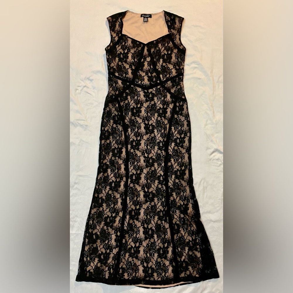 Black Crochet Lace Mermaid Formal Evening Dress Size Small